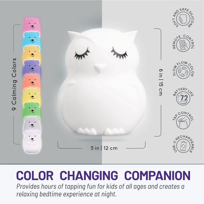 , Night Light Kids, Kids Lamp, Kids Night Light, Baby Night Light, Toddler Night Light, Cute Night Light, Owl Night Light for Girls, Nightlight for Kids Room, Rechargeable Battery